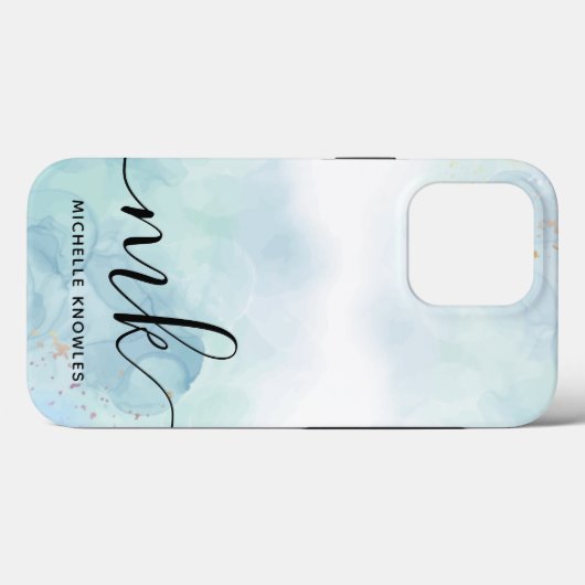 Coques Case-Mate iPhone Menthe et bleu (Verso (horizontal))