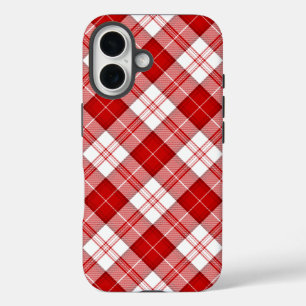 Coques iPhone 16 Menzies tartan rouge blanc plaid