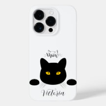 Meow Black Cat Golden Eyes personnalisable