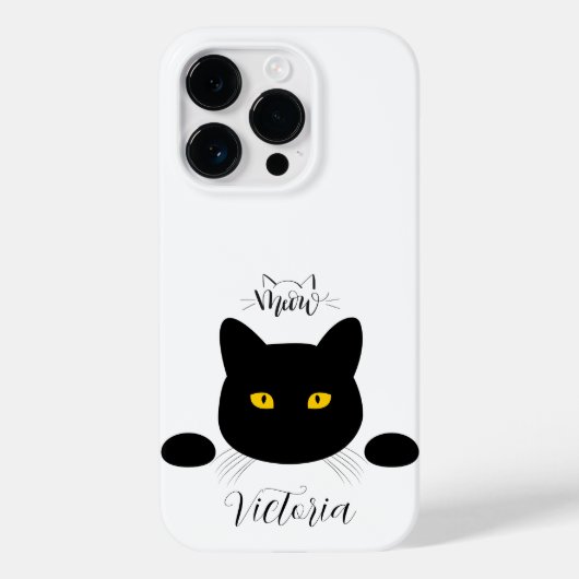 Coques Case-Mate iPhone Meow Black Cat Golden Eyes personnalisable (Verso)