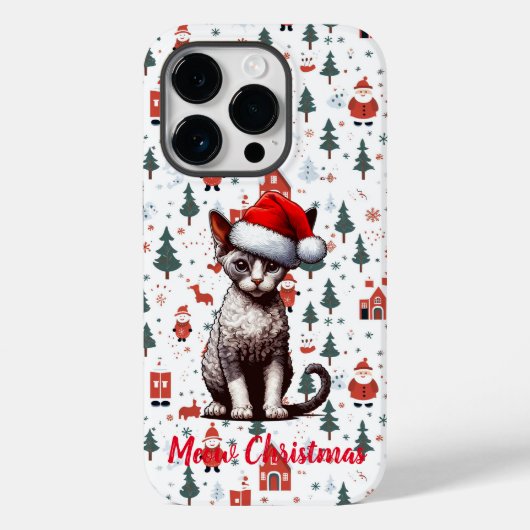 Coques Case-Mate iPhone Meow Christmas Devon Rex Cat, Noël Père Noël Kitte (Verso)