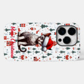 Coques Case-Mate iPhone Meow Christmas Devon Rex Cat, Noël Père Noël Kitte (Verso (horizontal))