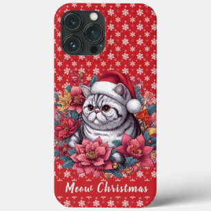 Case-Mate iPhone Case Meow Christmas Exotic shorthair Chat, Floral Père 