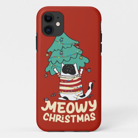 Coques Case-Mate iPhone Meowy Christmas Funny Amoureux des chats (Dos)