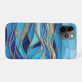 Coques Case-Mate iPhone Mer d'ondes Mosaïque d'Art Bleu et Or (Dos (Horizontal))