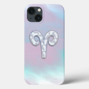 iPhone 13 Coque Mère de Pearl Aries Zodiac Symbole Décor