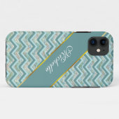 Coques Case-Mate iPhone Mère de Pearl Turquoise ZigZag (Dos (Horizontal))