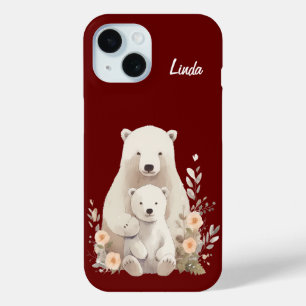 Coque Pour iPhone 15 Mère mignonne + Bébé Ours Polaires Coque-Mate coqu