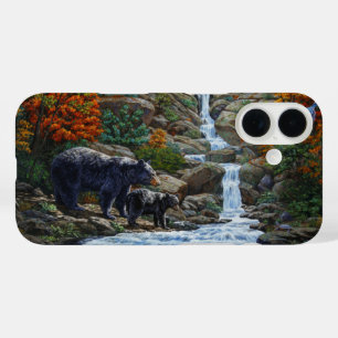 Coques iPhone 16 Mère Ours Noir & Petit par Cascade