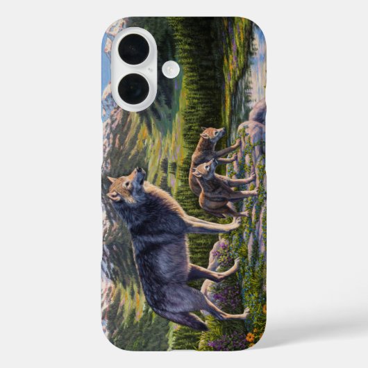 Coques Case-Mate iPhone Mère Wolf & Pups Mountain River Valley (Verso)