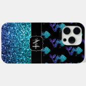 Coques Case-Mate iPhone Mermaid aqua bleu ombre motif Monogramme (Verso (horizontal))