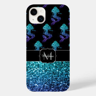 Coque Pour iPhone 14 Plus Mermaid aqua bleu ombre motif Monogramme