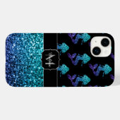 Coques Case-Mate iPhone Mermaid aqua bleu ombre motif Monogramme (Verso (horizontal))