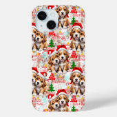 Coques Case-Mate iPhone Merry Christmas Santa Hat Dog Puppy Design - White (Verso)