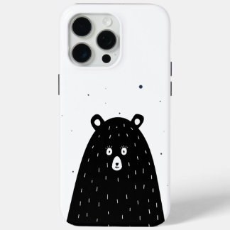 Coque iPhone 15 Pro Max Merveilleux dessin animé noir surpris Panda
