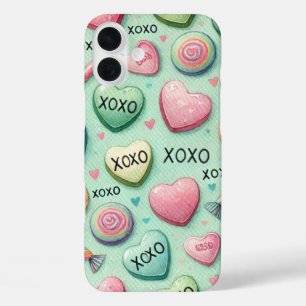 COQUES iPhone 16 PLUS MESSAGES EN FORME DE COEUR DE VALENTINE COLORÉS