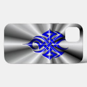 Coques Case-Mate iPhone Métal : Acier Tribal Bleu (Verso (horizontal))