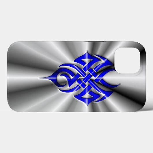 Coques Case-Mate iPhone Métal : Acier Tribal Bleu (Verso (horizontal))
