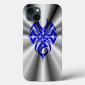 Coques Case-Mate iPhone Métal : Acier Tribal Bleu (Verso)