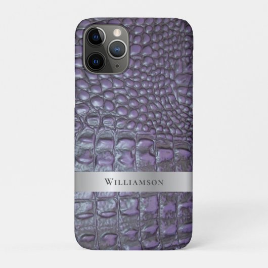 Coques Case-Mate iPhone Métal argenté en cuir numérique à Reptile violet (Dos)