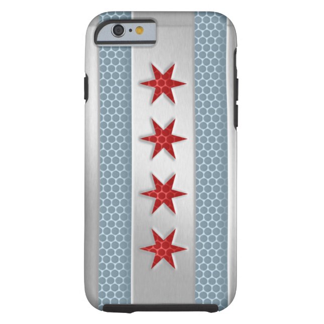 Coques Case-Mate iPhone Métal balayé par drapeau de Chicago (Dos)