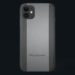 Case-Mate iPhone Case Métal brossé Deux Nuances - Nom<br><div class="desc">coque iphone à l'allure de métal brossé faux et un effet imprimé gravé sur le texte où vous pouvez ajouter votre nom.</div>
