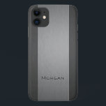 Case-Mate iPhone Case Métal brossé Deux Nuances - Nom<br><div class="desc">coque iphone à l'allure de métal brossé faux et un effet imprimé gravé sur le texte où vous pouvez ajouter votre nom.</div>
