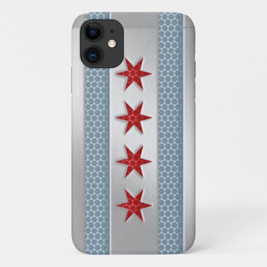 Coques Case-Mate iPhone Métal brossé du drapeau de Chicago (Dos)