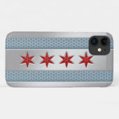 Coques Case-Mate iPhone Métal brossé du drapeau de Chicago (Dos (Horizontal))