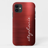 Coques Case-Mate iPhone Métal brossé faux Rouge Rubis (Dos)
