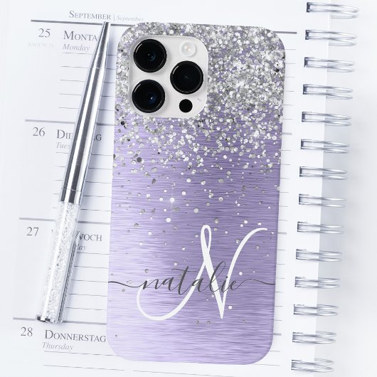 Coques Case-Mate iPhone Métal brossé violet Parties scintillant d'argent N