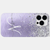 Coques Case-Mate iPhone Métal brossé violet Parties scintillant d'argent N (Verso (horizontal))