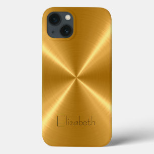 iPhone 13 Case Métal d'acier inoxydable d'or