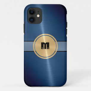 Case-Mate iPhone Case Métal d'acier inoxydable et bouton brillants bleu