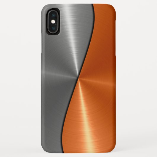 Coques Case-Mate iPhone Métal en acier inoxydable argenté et orange (Dos)