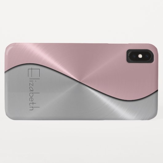 Coques Case-Mate iPhone Métal en acier inoxydable argenté et rose (Dos (Horizontal))