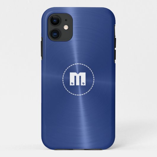 Coques Case-Mate iPhone Métal en acier inoxydable bleu foncé brillant (Dos)