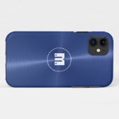 Coques Case-Mate iPhone Métal en acier inoxydable bleu foncé brillant (Dos (Horizontal))