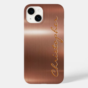 Coque Pour iPhone 14 Métal en acier inoxydable brillant en bronze de ti