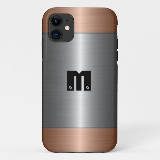 Coques Case-Mate iPhone Métal en acier inoxydable d'argent et de bronze (Dos)