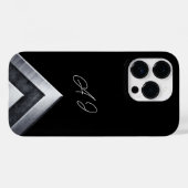 Coques Case-Mate iPhone Métal géométrique Monogramme Noir (Verso (horizontal))