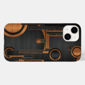 Coques Case-Mate iPhone métal noir avec cercles en bois (Verso (horizontal))