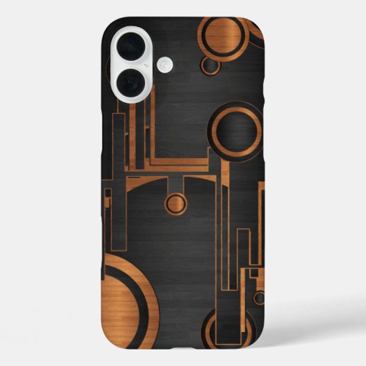 Coques Case-Mate iPhone métal noir avec cercles en bois (Verso)