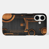Coques Case-Mate iPhone métal noir avec cercles en bois (Verso (horizontal))