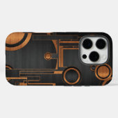 Coques Case-Mate iPhone métal noir avec cercles en bois (Verso (horizontal))