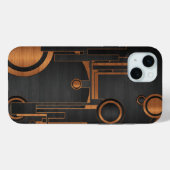 Coques Case-Mate iPhone métal noir avec cercles en bois (Verso (horizontal))