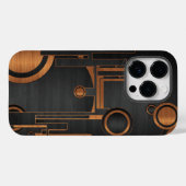 Coques Case-Mate iPhone métal noir avec cercles en bois (Verso (horizontal))