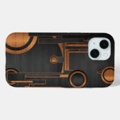 Coques Case-Mate iPhone métal noir avec cercles en bois (Verso (horizontal))