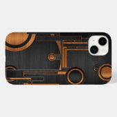 Coques Case-Mate iPhone métal noir avec cercles en bois (Verso (horizontal))