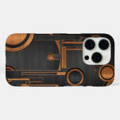 Coques Case-Mate iPhone métal noir avec cercles en bois (Verso (horizontal))